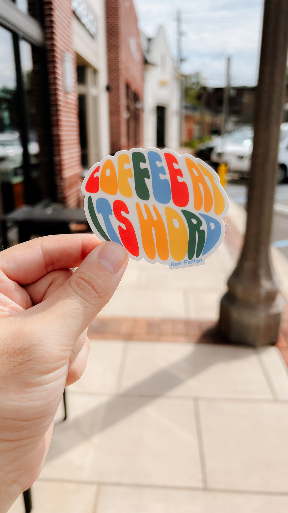 Coffee At Its Word sticker - 3"x2.5"